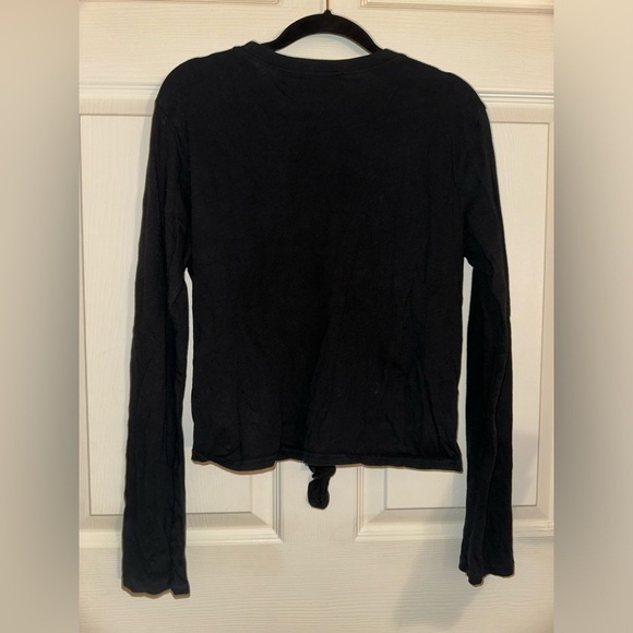 Reformation Jeans women’s black long sleeve front knot top M casual cotton - Picture 6 of 6